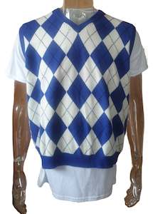 SALE Golf Knickers Argyle Vest Blue/White (Medium)