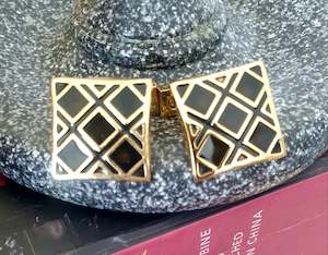 Clothing: Gold Grid Cufflinks