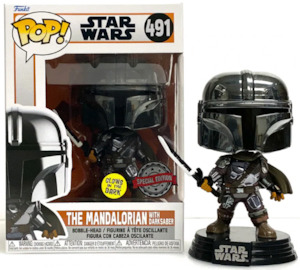 Clothing: Pop Vinyl - Star Wars - Mandalorian with Darksaber (GITD) #491