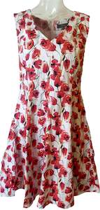 Beautiful Red Poppies Fit & Flare Dress (Small/10)