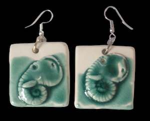 Vintage Elephant Pottery Earrings