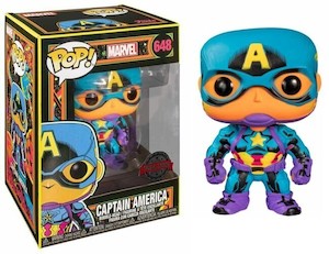 Clothing: Pop Vinyl - Captain America Black Light #648