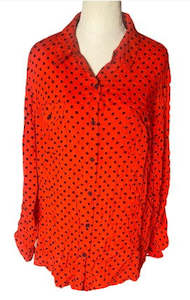 Jones New York Red Polka Dot Top (Large)