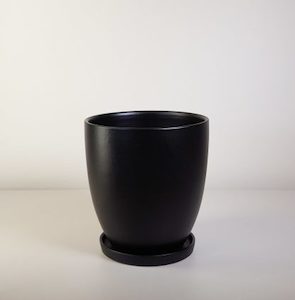 Black Ceramic with Saucer, 26cm