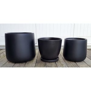 Black Bianca Cylinder Pot, 44cm