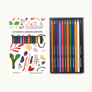 Woodless Pastel Pencils, Earth Colours – Life of Colour Set of 12