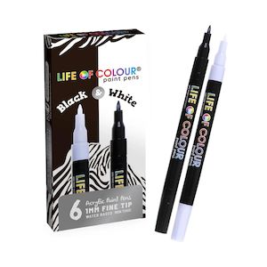 Products: Black and White 1mm Fine Tip Acrylic Paint Pens – Set of 6