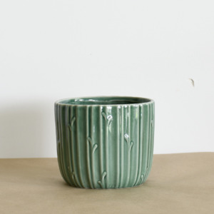 Organic Green ceramic 14cm Pot (Includes Shipping)