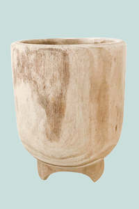 Pots Planters: Footed Wood Planter - Fits Medium Plants