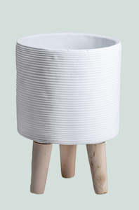 White Lines Tripod Ceramic Pot Range - 2 Styles