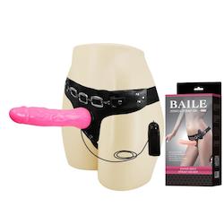 Strap-On PU Strap Vibrating TPR Dildo