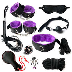 Frontpage: 10 Pcs SM Bondage Sex Toy BDSM Plush Metal PVC Rope Whip Ankle Restraint Fetish