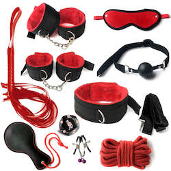 10 Pcs SM Bondage Sex Toy BDSM Plush Metal PVC Rope Whip Ankle Restraint Fetish