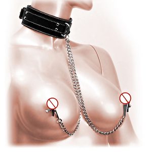 Bondage: Fetish Nipple Clamps Chain Breast Clip Female Bdsm Leather Collar