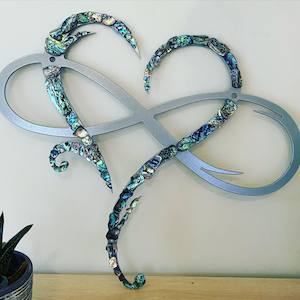 Silver Paua Infinity Heart