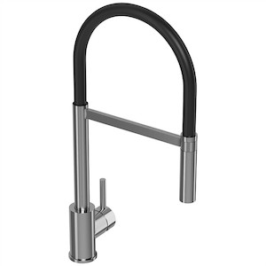 LeVivi Aspen Gooseneck Sink Mixer with Flexi-Hose Stainless Steel with Black or White Hose