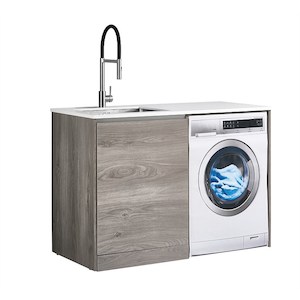 LeVivi Laundry Station 1300mm LH Door White Top Elm Cabinet