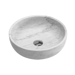 Marmo 400 Round Vessel Basin Turkish Carrara Marble