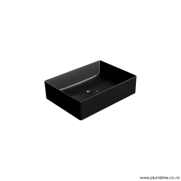 Bathroom and toilet fitting: Kube X 50 Rectangle Vessel Basin Matt Black Plumbline NZ