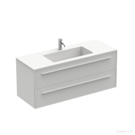 7.0 1200 2 Drawer Vanity Matt White/Elm