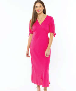 Leila + Luca Smart Dress - Hot Pink Linen