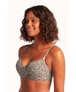 Sea Level Wild Cat Cross Front Moulded Underwire Bra - Espresso