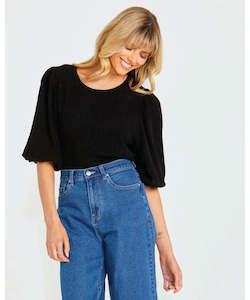 Clothing: Sass Roxanne Balloon Sleeve Top - Black