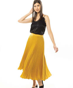 Clothing: Leila + Luca Enticing Pleated Skirt - Silky Gold