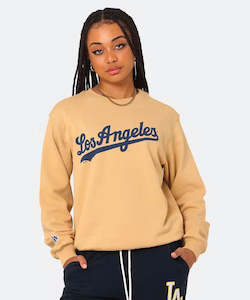 Majestic Women's Los Angeles Dodgers Heritage Crewneck - Tan