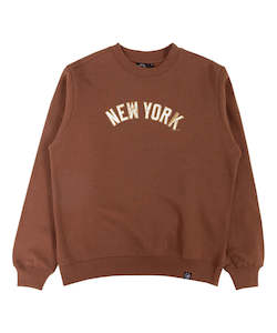 Majestic Yankees Copper Marble Wordmark Women's Crew - Cappuccino