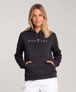 Hurley Smiley Embroidered Women's Fleece Hoodie - Black Heather