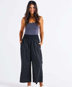 Sass Sevilla Wide Leg Cotton Pant - Black