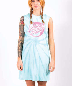 Santa Cruz Yin Yang Dot Muscle Tank Dress - Aqua Tie Dye