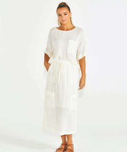 Clothing: Sass Raya Cargo Skirt - Cream