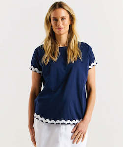 Clothing: Betty Basic Sunny Tee - Navy/White