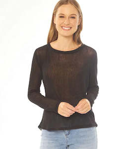 Clothing: Leila + Luca Staple Long Sleeve Mesh Top - Black