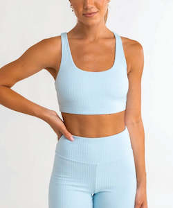 Rhythm Elle Ribbed Crop Top - Blue Smoke