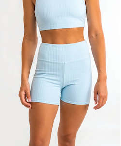 Rhythm Elle Ribbed Bike Short - Blue Smoke