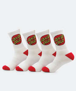 Clothing: Santa Cruz Classic Dot White Socks - 7-11