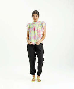 Clothing: Homelee Charlie Top - Lime Daisies