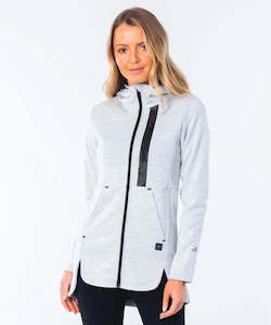 Clothing: Rip Curl Anti-Series Amplify II Women Zip Hoodie Light Grey Heather