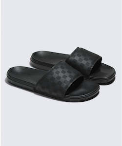 Vans La Costa Checkerboard Slides - Black/Black