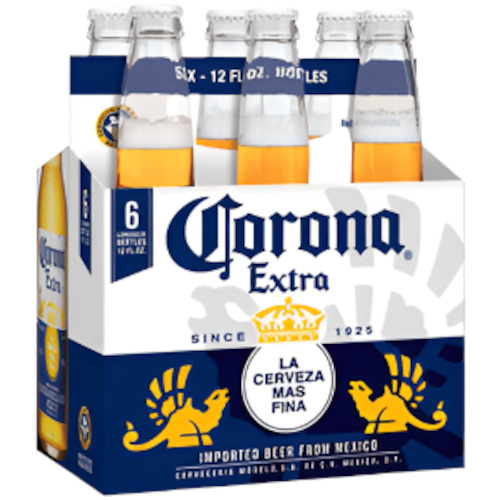 Wine and spirit merchandising: Corona 6 Pack Bottles