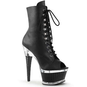 PLEASER ILLUSION-1021 BLK FAUX LEATHER/BLK MATTE