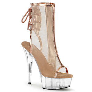 PLEASER DELIGHT-1018MSH ROSE GOLD METALLIC PU-MESH/CLR