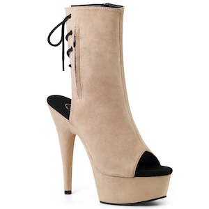 PLEASER DELIGHT-1018FS BEIGE FAUX SUEDE/BEIGE FAUX SUEDE