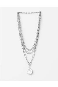 Silver Triple Chain with Pendant Necklace