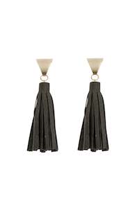 JEWELLERY: Earring Silver with Black Suede Tassel