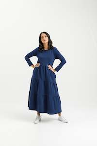 Long Sleeve Kendall Dress Indigo Blue