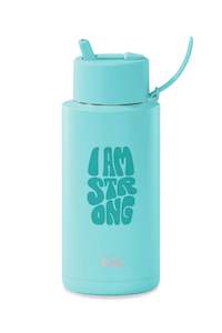 All Clothing: 34oz Stainless Steel Ceramic Reusable Bottle KIC Aqua (Strong) With Flip Straw Lid